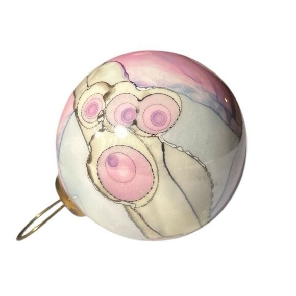 Frederick Frances Hand Painted Abstract Christmas Ornament 1984 Signed 3" - Picture 3 of 5